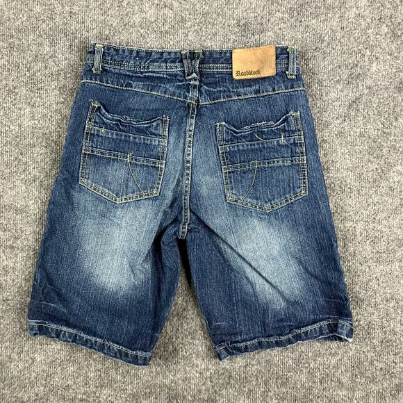 Roadblock Jean Shorts Boys Size 12 Blue Denim Cargo Distressed Utility Pockets - Picture 7 of 8
